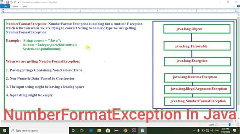 number format exception in java.